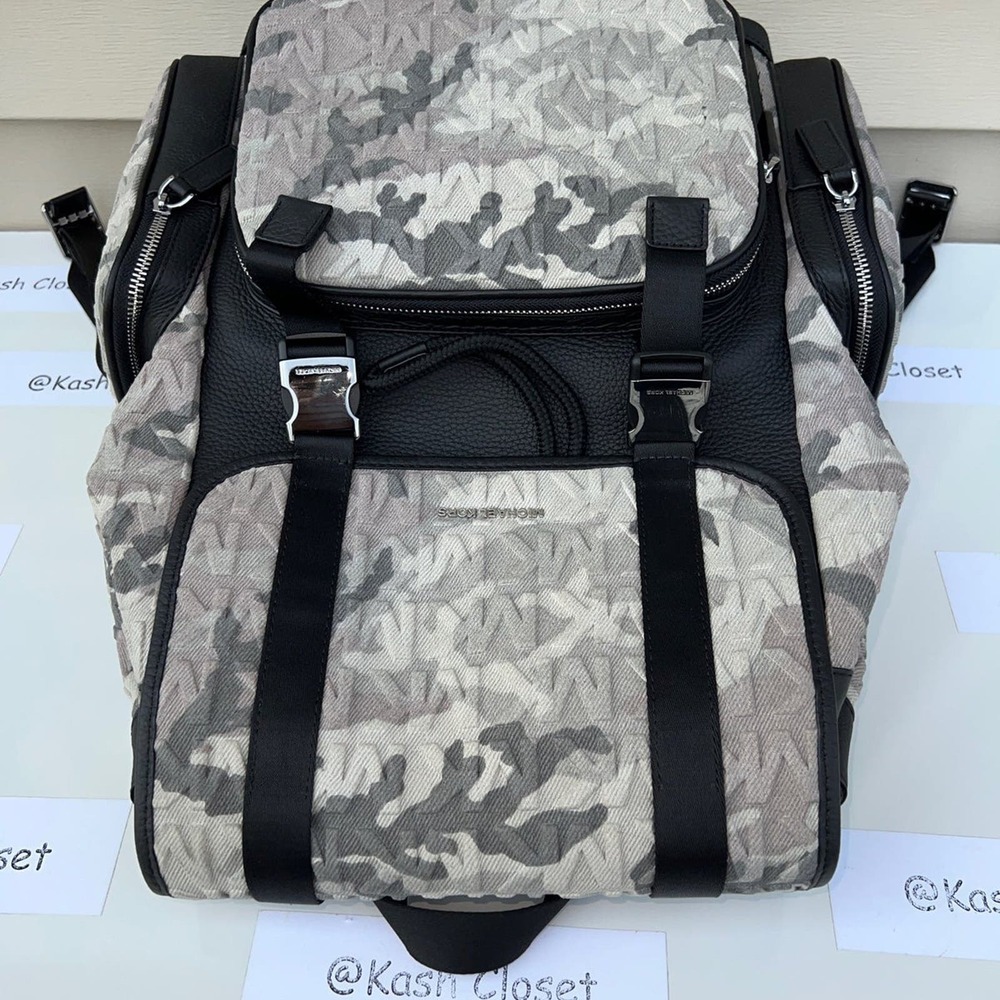 Michael Kors Backpack Cooper Logo Denim Backpack Utility Rucksack Black - Picture 7 of 12